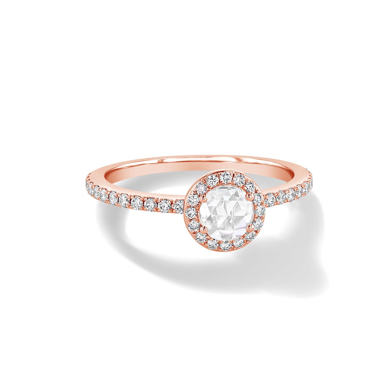 Image of 64facets rose cut diamond solitaire ring